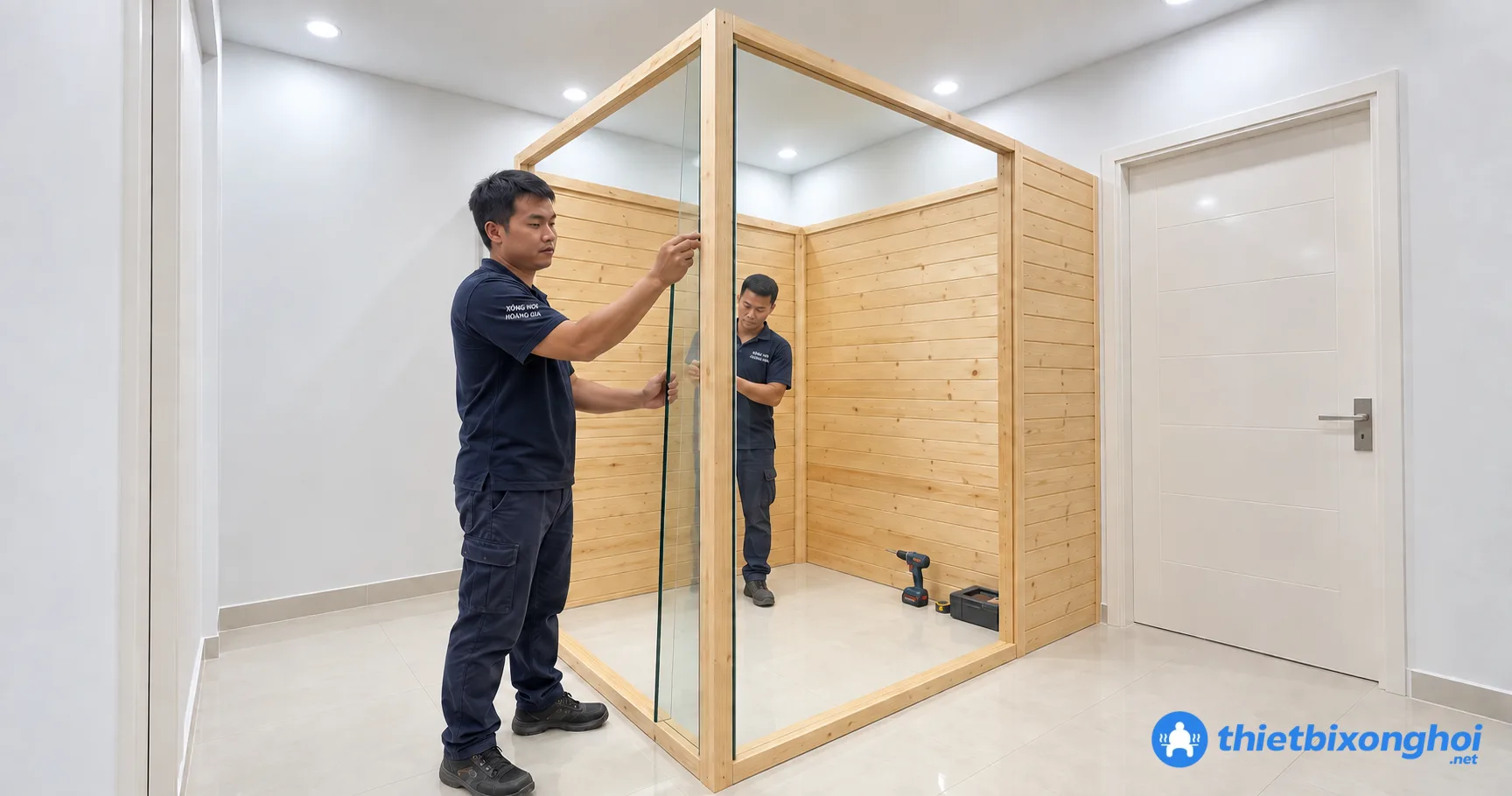 Kỹ thuật viên Xông Hơi Hoàng Gia thi công phòng xông hơi