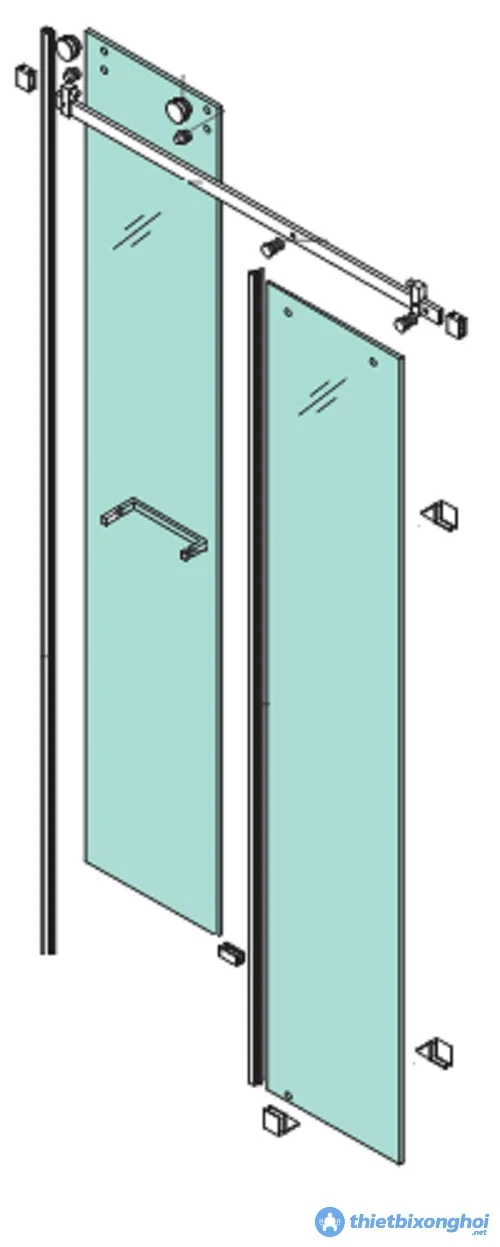 Cấu tạo và phụ kiện đi kèm cabin tắm kính cửa lùa 1 cánh di động